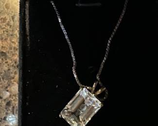 Sterling "LOVE" etched cyystal pendant