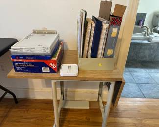 Typewriter table, paper office supplies