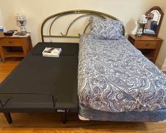 king headboard, Twin long, 1 adjustable bedframe (NEW) 1 bedframe boxspring and Mattess