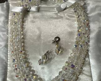 Vintage 3 strand necklace with mathing earings in 925 backs.