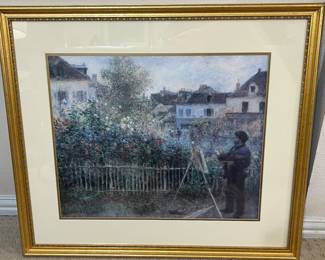 This is a picture of Claude Monet painting out in his garden