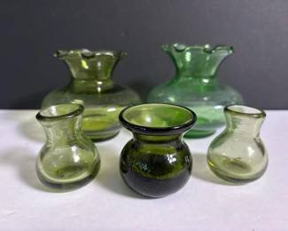 335 vintageanchorhockinggreenglassvases