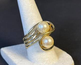 208 vintage18kgoldfilledpearlring