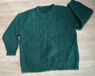 265 vintagegreenwoolchunkyknitpullover