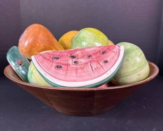 011 woodenbowlwithglazedceramicfruitas