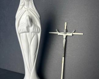 057 modernistmetalcrucifixandporcelainm