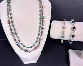 220 beadedsterlingsilvernecklaceandbrac