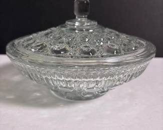 332 pressedglasscoveredcandydishinearl