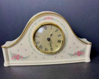 124 lenoxquartzmantelclockfloralchinaw