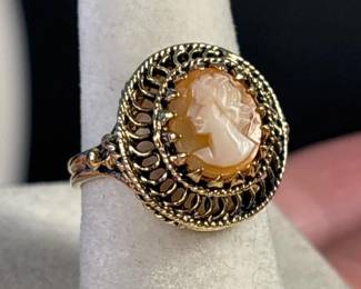 001 vintagecameoringin14kgoldfiligree
