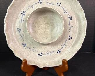 163 handmadepotterychipanddipplatewith