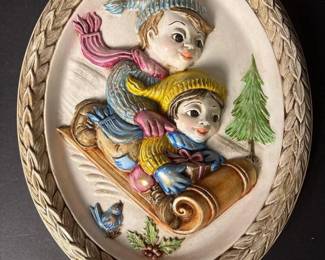 402 ceramicwallplaquewithchildrensleddi