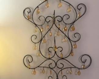 "Artsy" Twisted Iron and Crystal Pendant Wall Mounting