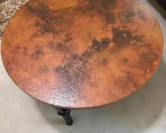 Supreme Quality Coffee Table with Hammered Copper Top and Beautiful Heavy Quality Contemporary Designed Base