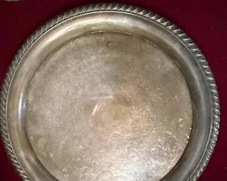 Heavy quality silver plate round serving tray