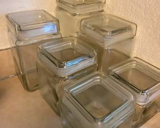Clear Square Storage Canisters With Matching Lids