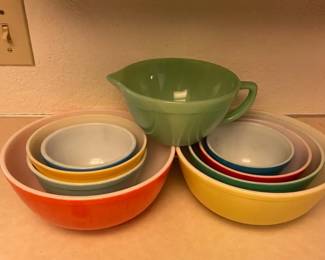 Colored Pyrex Mixing Bowls With Fire King Jadeite Batter Bowl