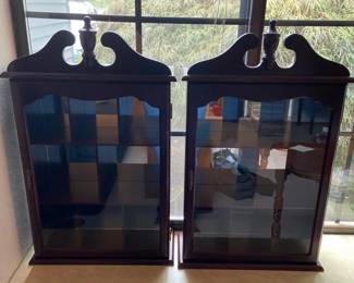 Two Mirror Back Hanging Display Cabinets