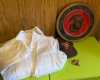 United States Marine Corps Uniform Pins Hat And Wall Decor