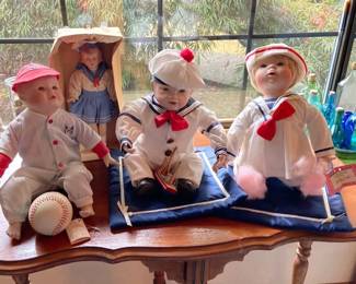 Yolanda Bello Moments To Remember Sailor Suit Dolls with Baseball Baby and Vintage Doll