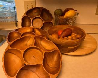Wooden Divided Serving Trays Lazy Susan Wood Bowl  Fruit