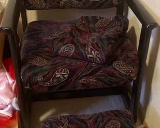 Upholstered Arm Chair With Stool