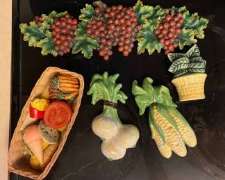 Ceramic Vegetable Wall Hangings Grape Decor  Basket Of Magnets