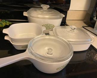 Corning Ware Dishes Green Medallion Series