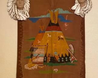 Native American Tapestry And Wall Plaques