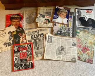 Vintage Newspapers and Magazines featuring Elvis and Princess Diana