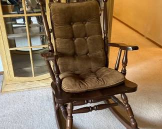 Antique Wood Rocking Chair with Cushion