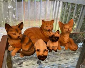 Porcelain  Ceramic Cat Figurines