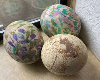 Three Large Ostrich or Emu Eggs