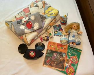 Vintage Disney Looney Tunes and Winnie The Pooh Memorabilia including Mickey Ears Hat