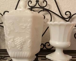 Anchor HockingFire King Milk Glass Canister  Milk Glass Vase