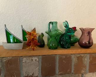 Colored Glass Vases Animals  Candle Holders With Amber Colored Stars