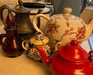 R Wallace  Sons Silver Soldered Tea Pot Blue Enameled Coffee Pot  More