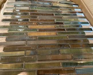 Opened Box Of Backsplash Tiles Color F014 Dark Greens  Brown