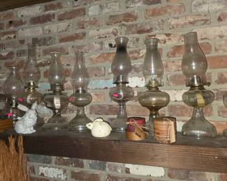 Vintage glass kerosene lamps