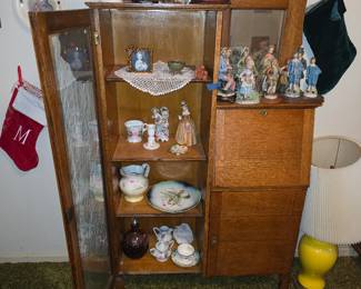 vintage hutch with glass door