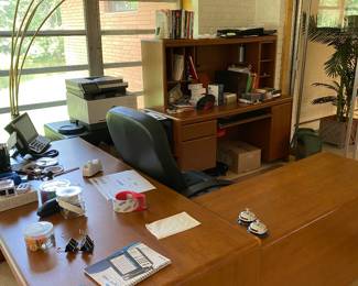 L shape desk with. Full desk 