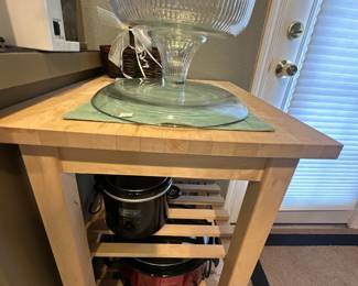 butcher block with shelves
