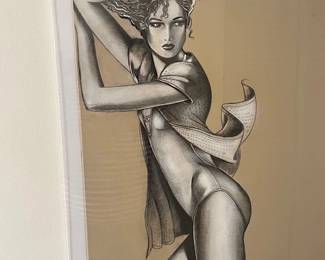 ONE OF A LARGE COLLECTION OF MICHAEL VAN HORN ORIGINAL 1980'S FASHION ILLUSTRATIONS