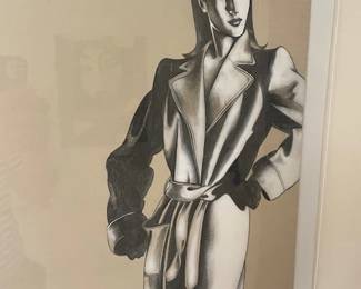 ONE OF A LARGE COLLECTION OF MICHAEL VAN HORN ORIGINAL 1980'S FASHION ILLUSTRATIONS