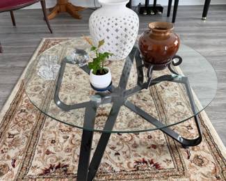 Roger Sprunger Style Sculptural Glass Top Coffee Table