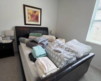 Cindy Crawford King Size Leather Sleigh Bed