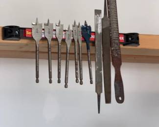 Assorted Spade Bits and Files with Magnetic Tool Bar