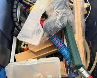 Assorted Household Hardware and Utility Bin