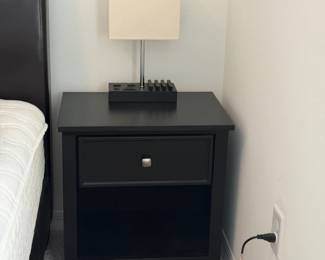 Modern Black Nightstand with Integrated Power Hub and USB Charging