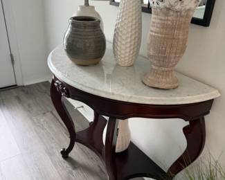 Victorian Walnut Marble Top Turtle Top Parlor Table